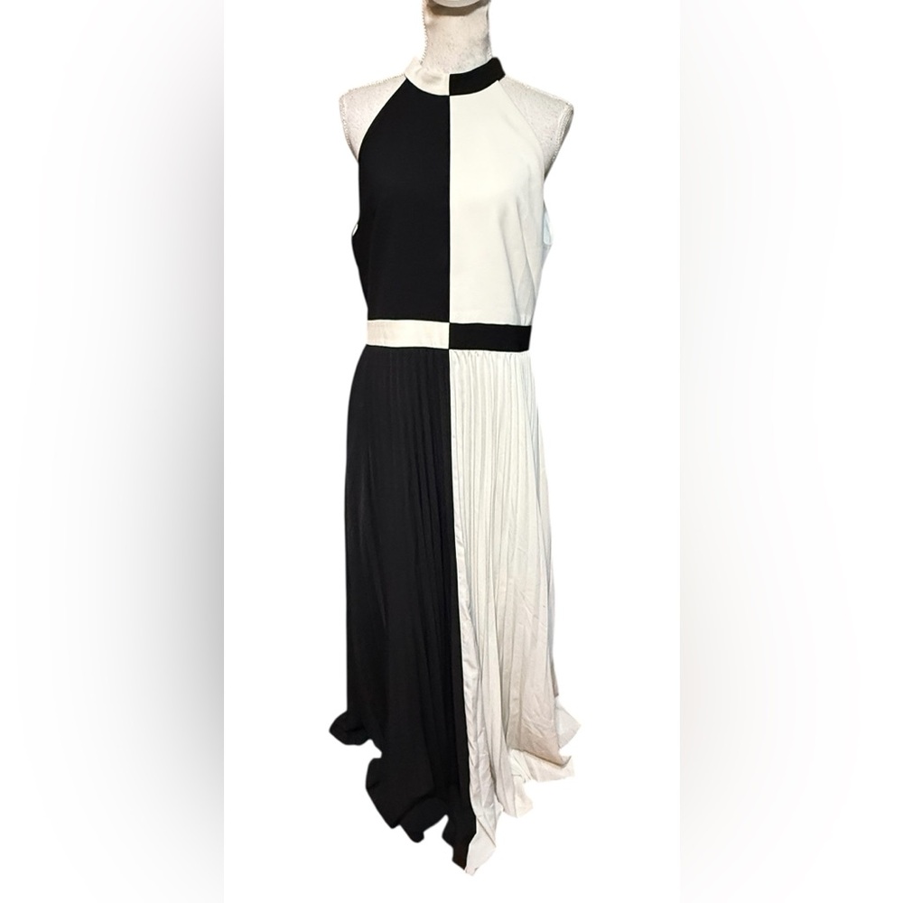 Ted Baker Lixia Maxi- Black and White Pleated Dress, Halter Neck TB 5 - Picture 2 of 5